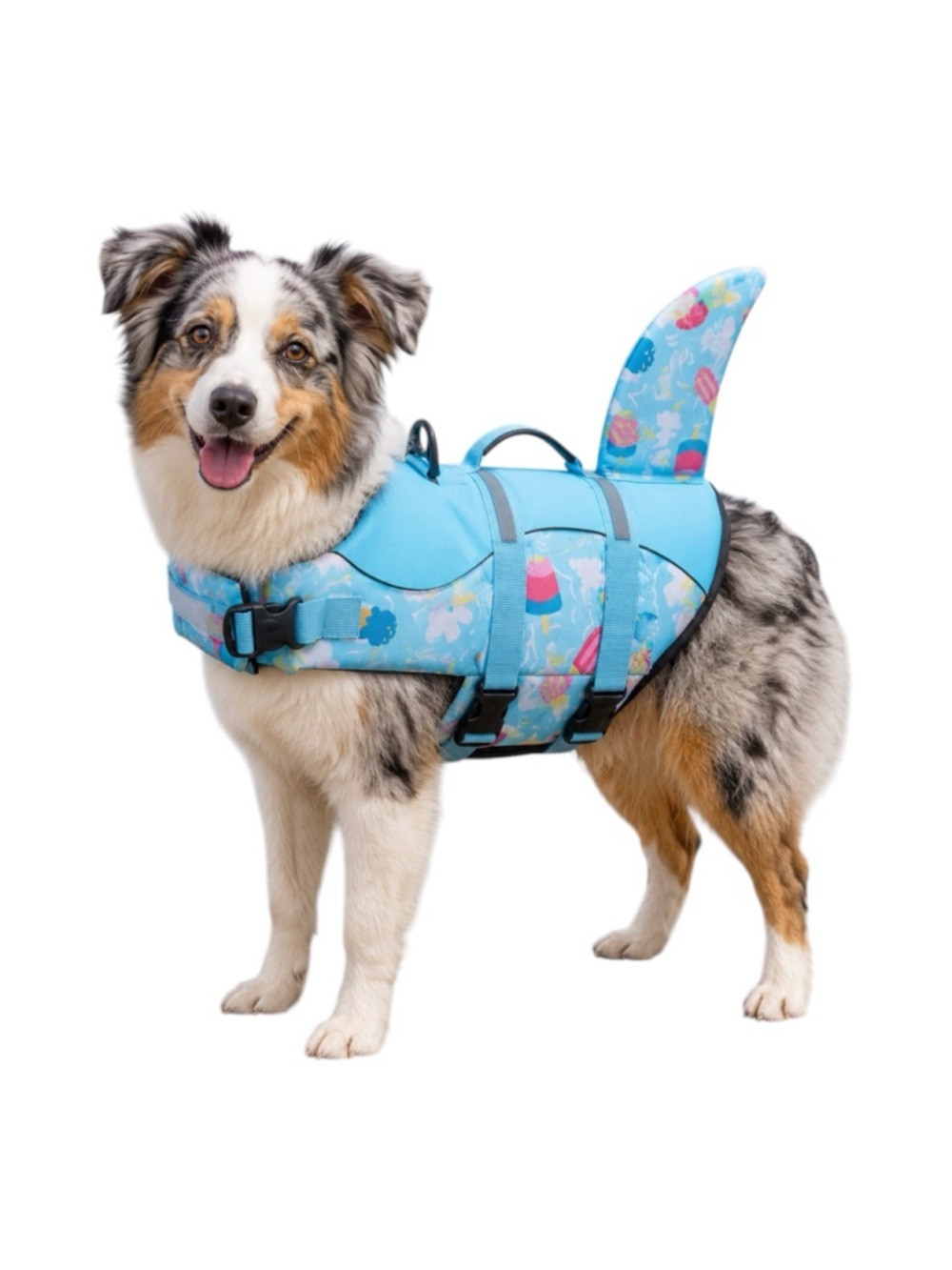 Queenmore Blue Ice Cream Shark Fin Dog Life Jacket Medium NWT